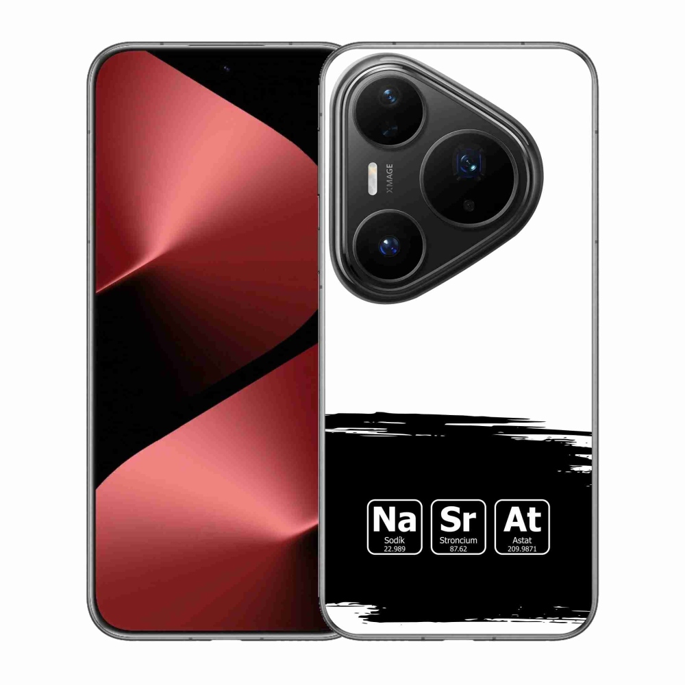 Gelový kryt mmCase na Huawei Pura 80 Pro - chemické prvky černobílé pozadí