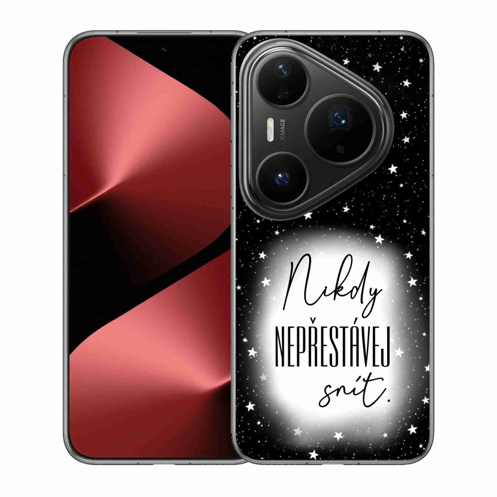 Gelový kryt mmCase na Huawei Pura 80 Pro - citát 1 bíločerné pozadí