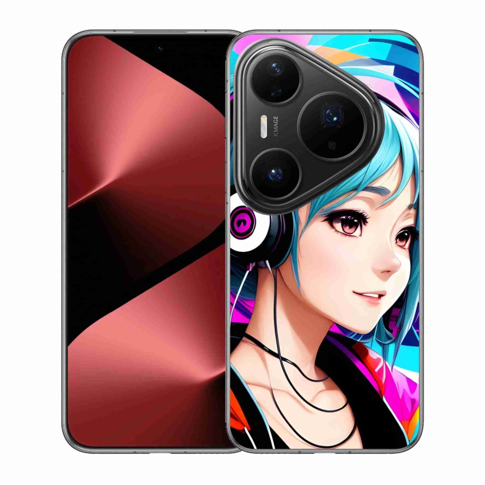 Gelový kryt mmCase na Huawei Pura 80 Pro - dívka se sluchátky