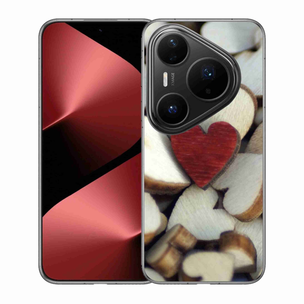 Gelový kryt mmCase na Huawei Pura 80 Pro - gravírované červené srdce 