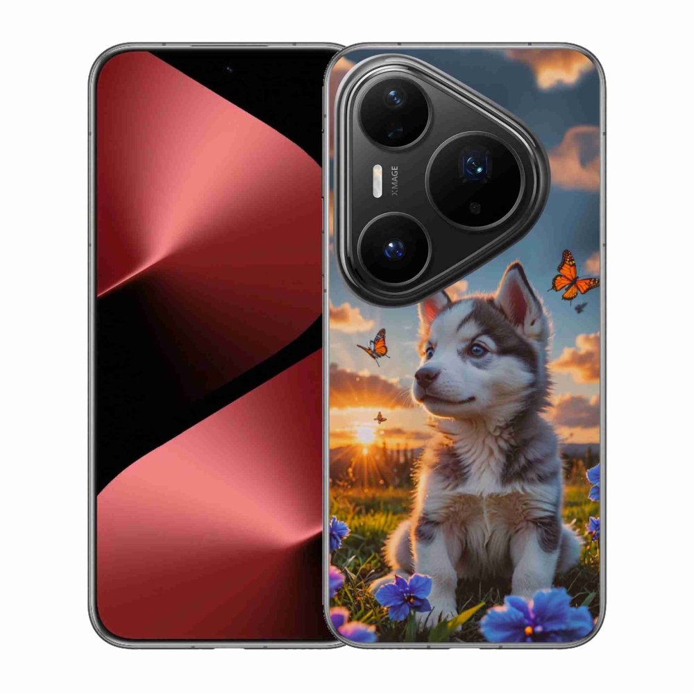 Gelový kryt mmCase na Huawei Pura 80 Pro - husky při západu slunce