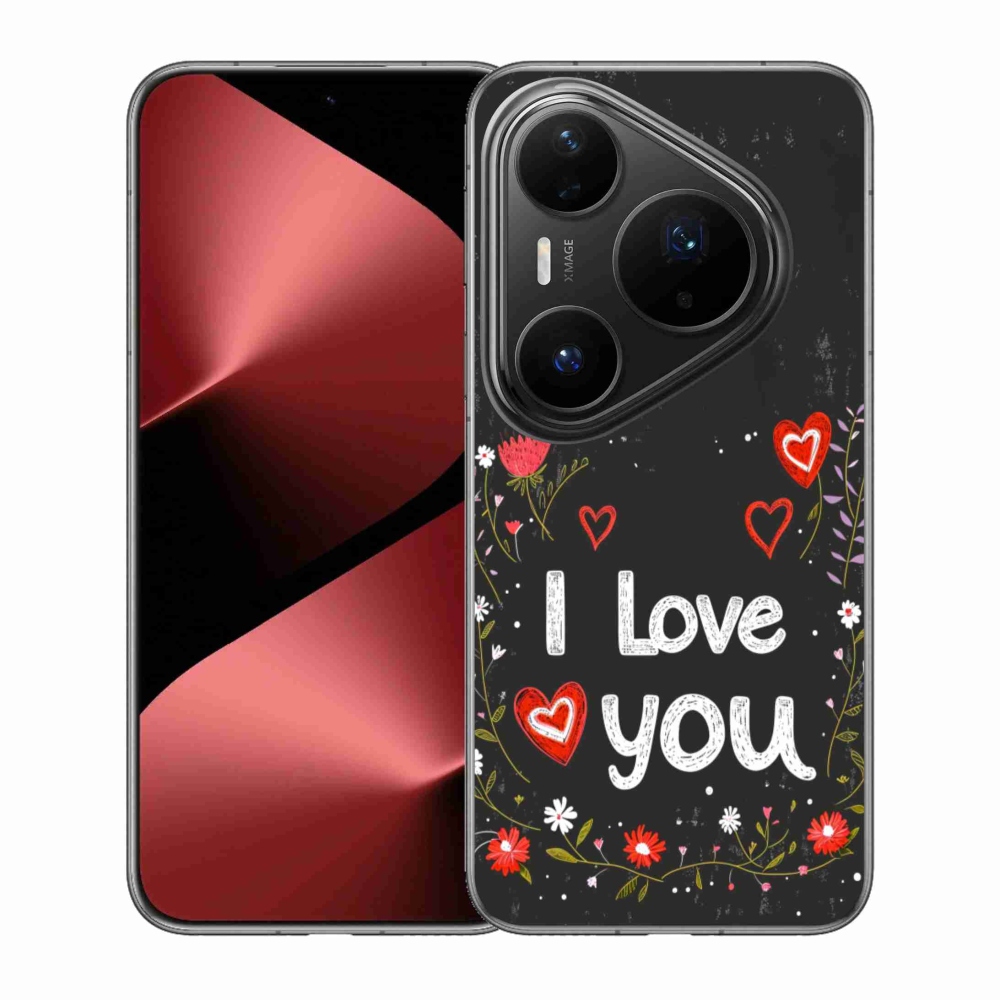 Gelový kryt mmCase na Huawei Pura 80 Pro - I love you černé pozadí