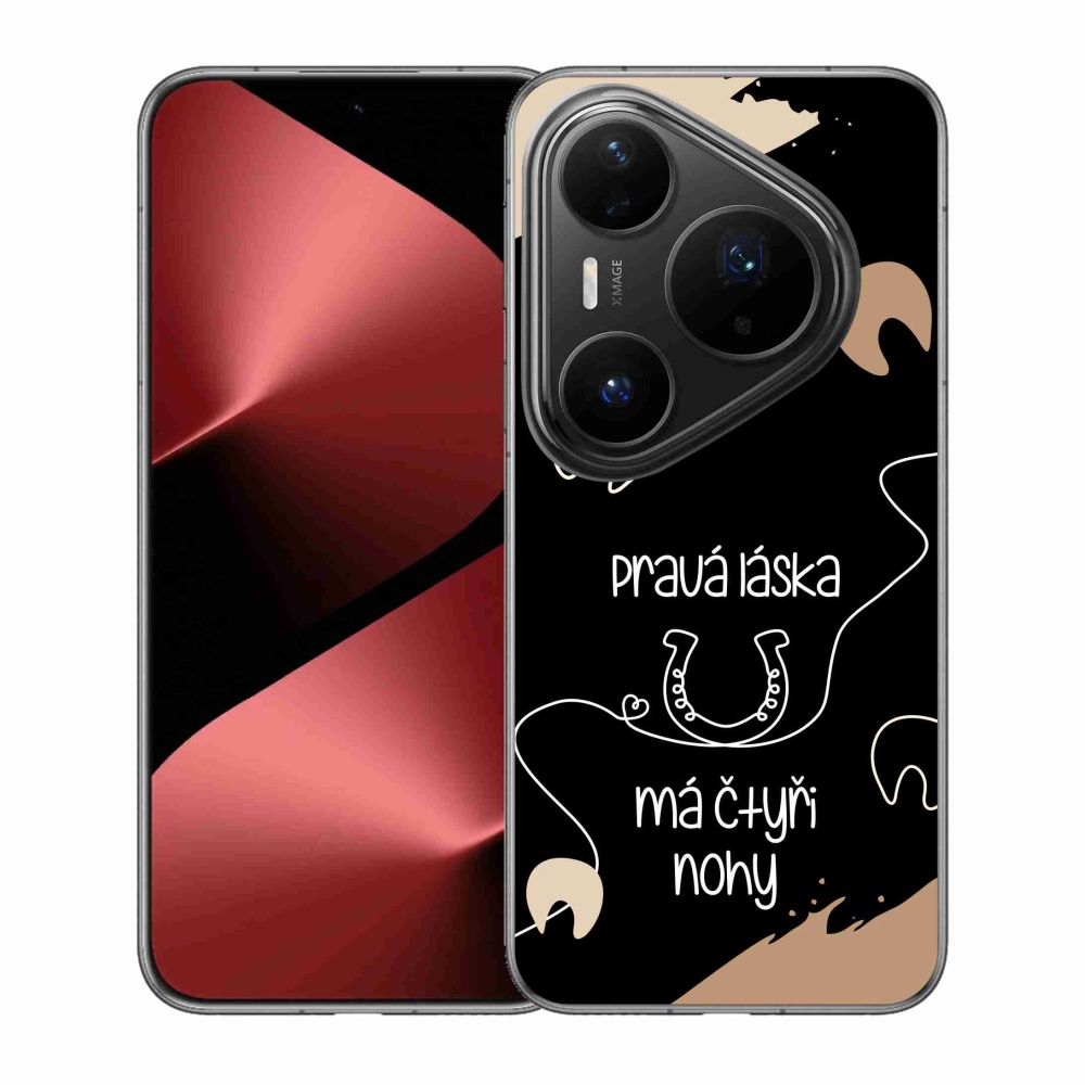 Gelový kryt mmCase na Huawei Pura 80 Pro - koňský motiv černé pozadí