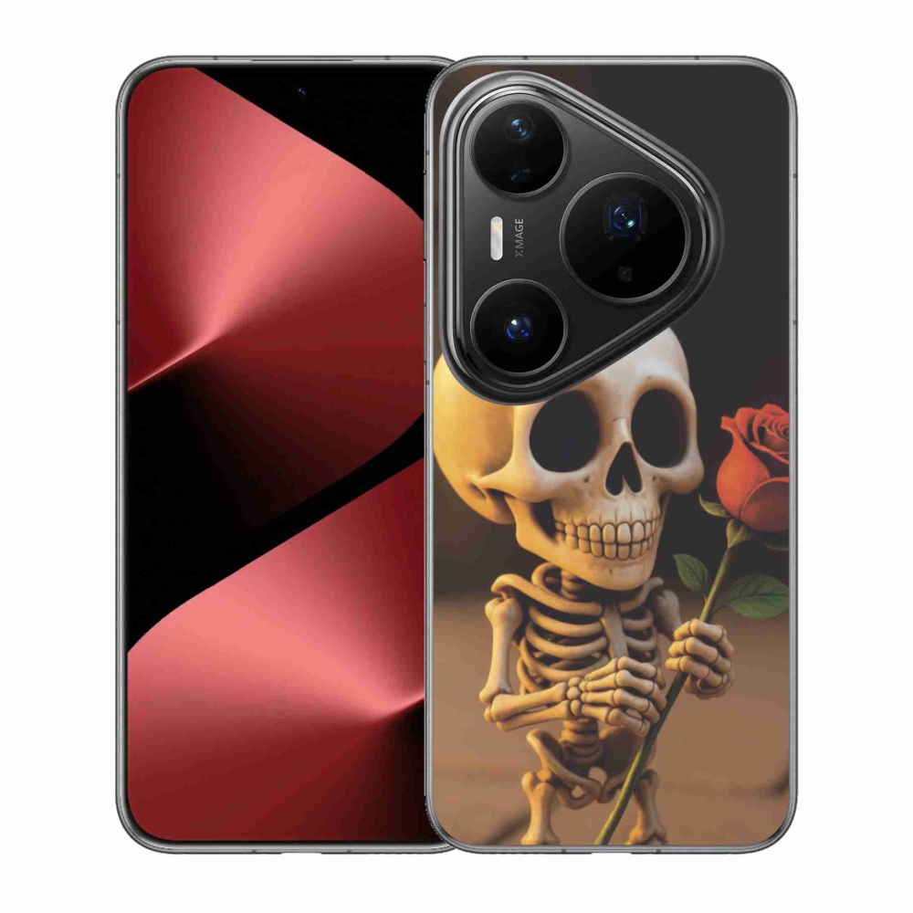 Gelový kryt mmCase na Huawei Pura 80 Pro - kostlivec s růží