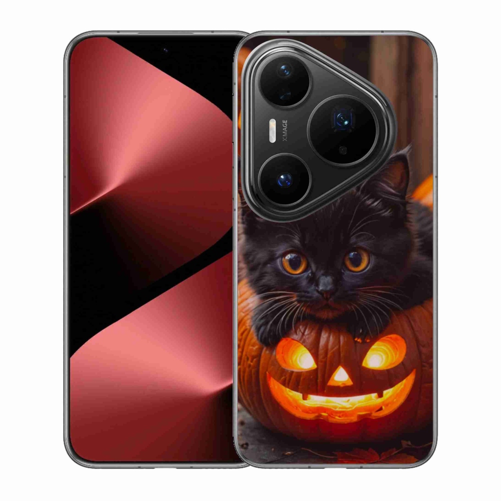 Gelový kryt mmCase na Huawei Pura 80 Pro - kotě a dýně