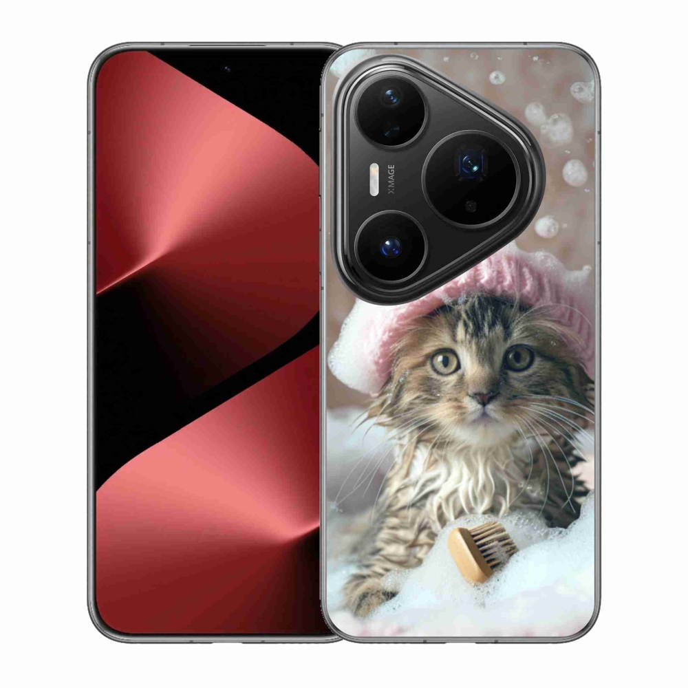 Gelový kryt mmCase na Huawei Pura 80 Pro - kotě a koupel