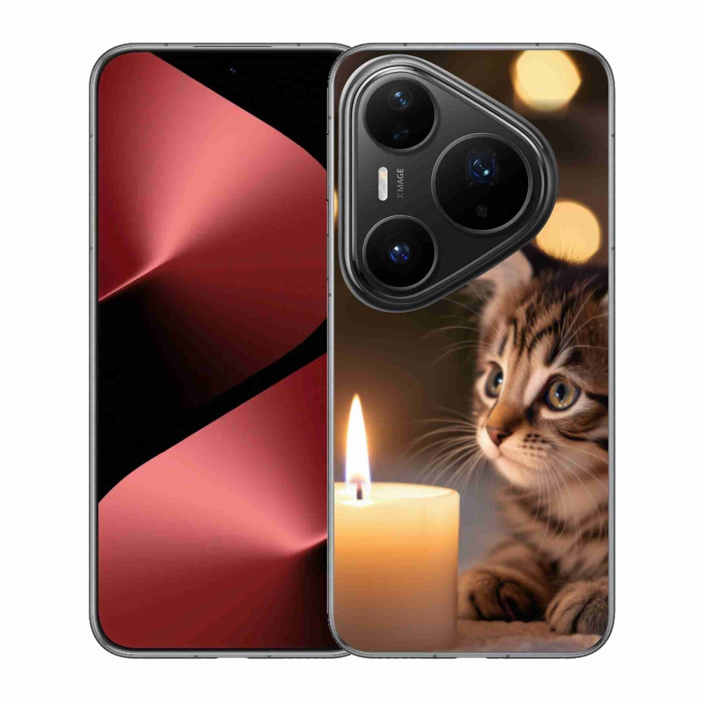 Gelový kryt mmCase na Huawei Pura 80 Pro - kotě a svíčka