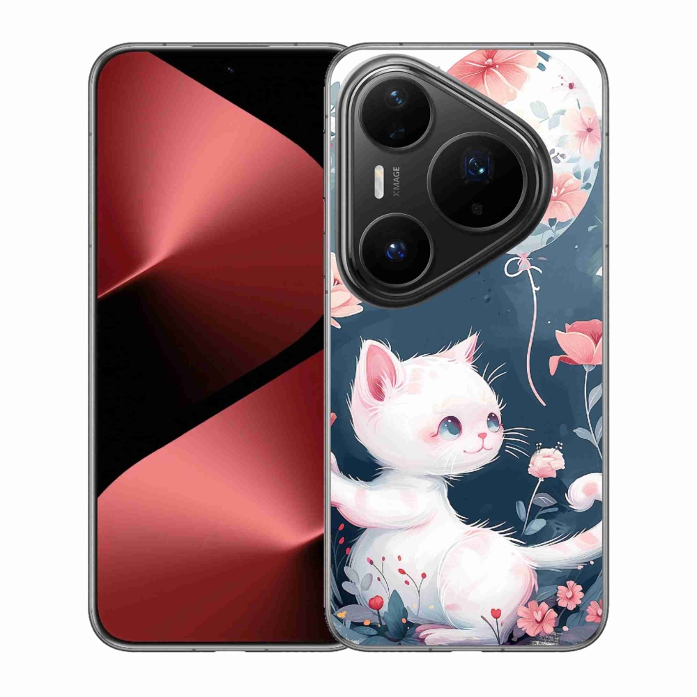Gelový kryt mmCase na Huawei Pura 80 Pro - kotě s balónkem