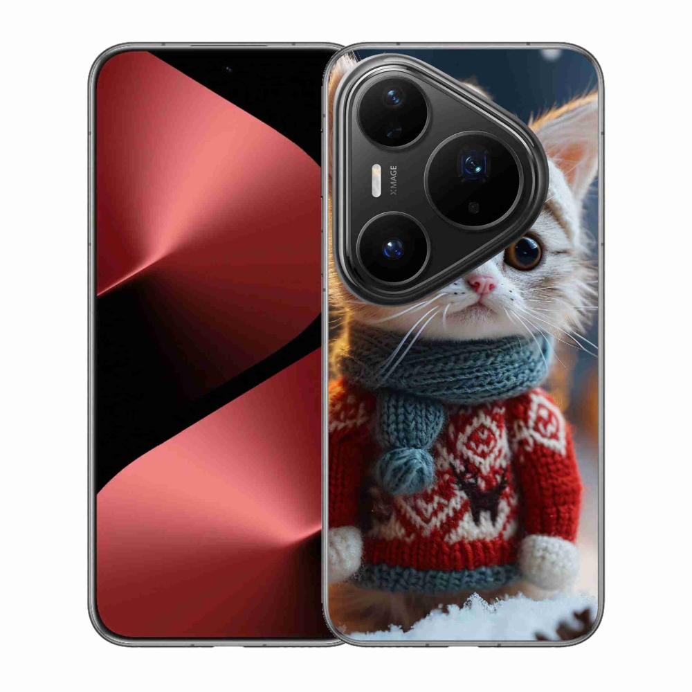 Gelový kryt mmCase na Huawei Pura 80 Pro - kotě ve svetru