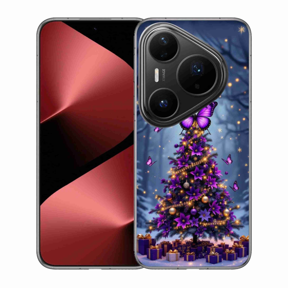 Gelový kryt mmCase na Huawei Pura 80 Pro - motýlí vánoční stromek