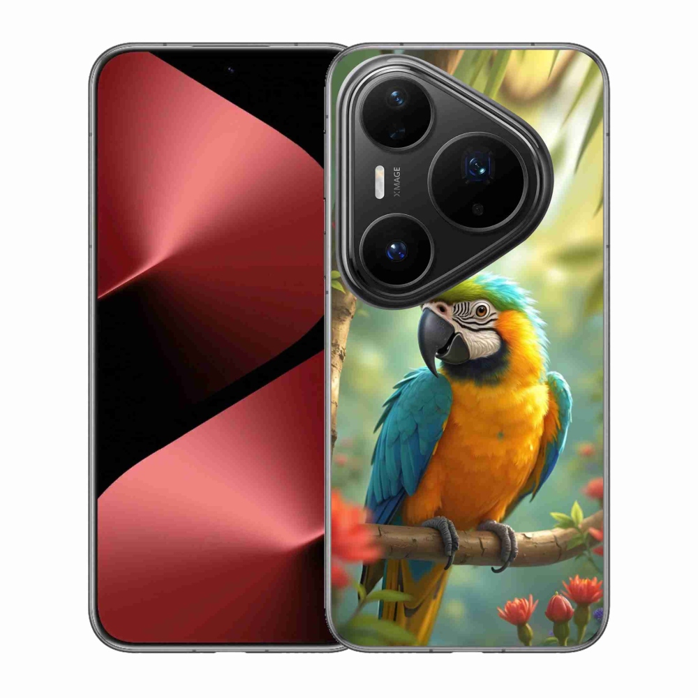 Gelový kryt mmCase na Huawei Pura 80 Pro - papoušek ara modrožlutá