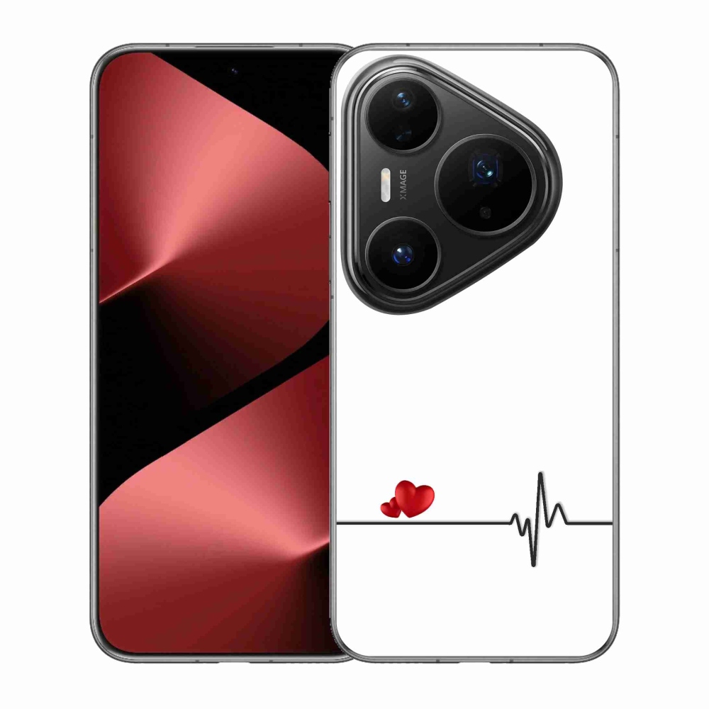 Gelový kryt mmCase na Huawei Pura 80 Pro - srdce a tep bílé pozadí