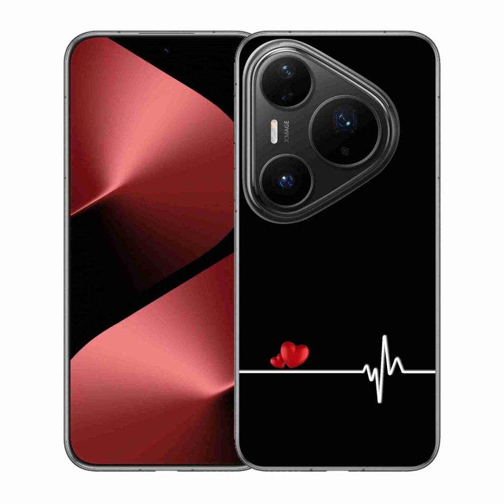 Gelový kryt mmCase na Huawei Pura 80 Pro - srdce a tep černé pozadí