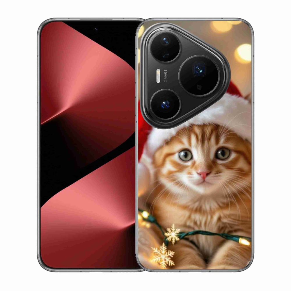 Gelový kryt mmCase na Huawei Pura 80 Pro - vánoční kotě
