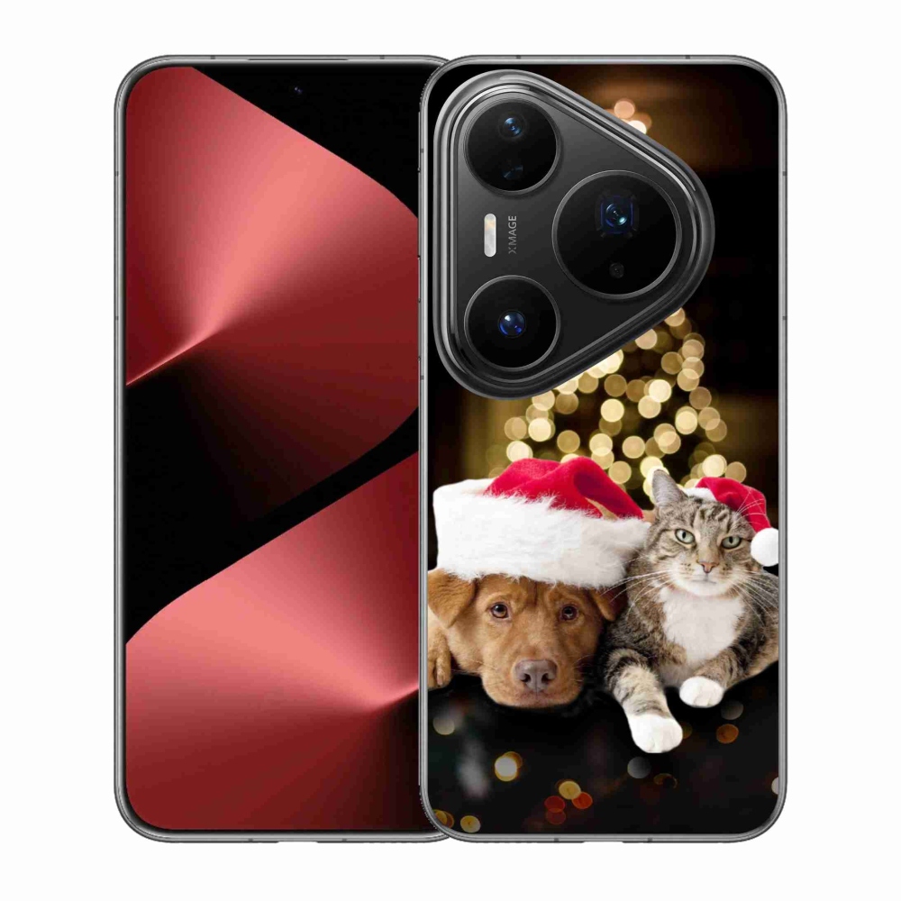 Gelový kryt mmCase na Huawei Pura 80 Pro - vánoční pes a kočka