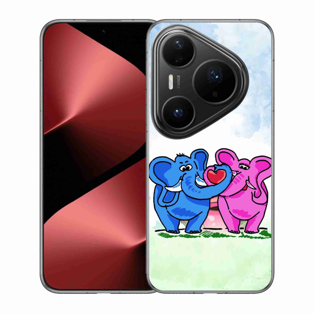 Gelový kryt mmCase na Huawei Pura 80 Pro - zamilovaní sloni