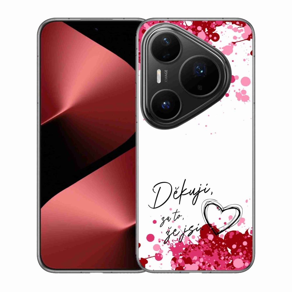Gelový kryt mmCase na Huawei Pura 80 Pro - zamilovaný text 2 bílé pozadí