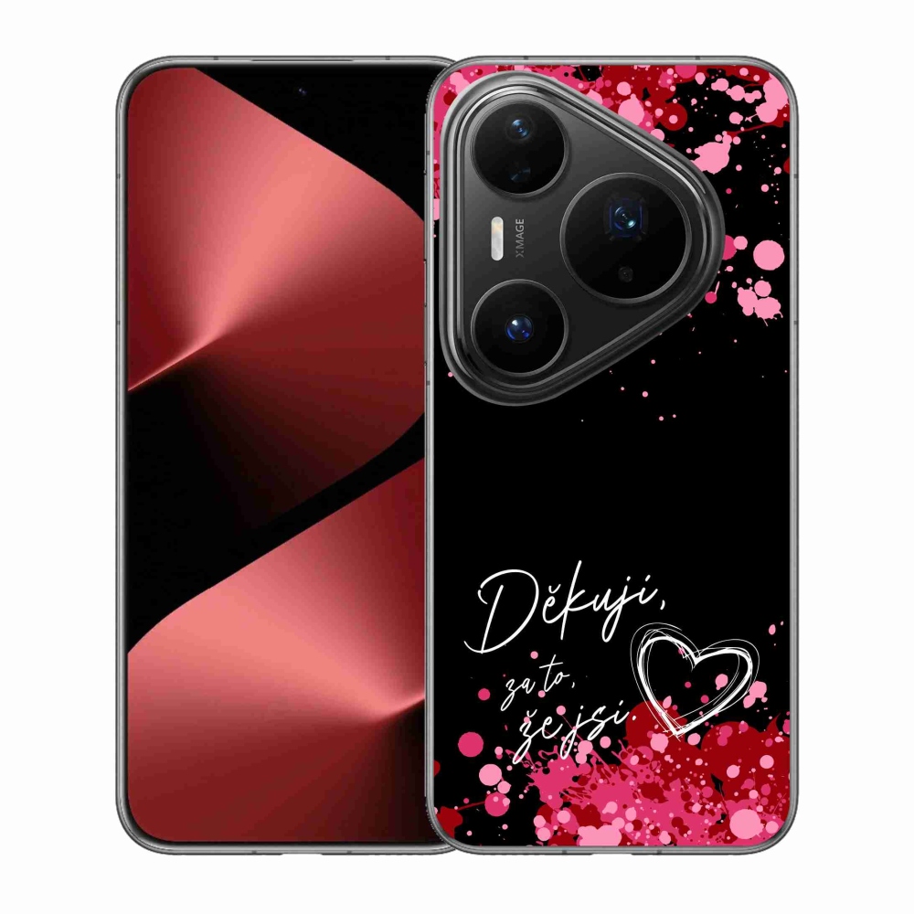 Gelový kryt mmCase na Huawei Pura 80 Pro - zamilovaný text 2 černé pozadí