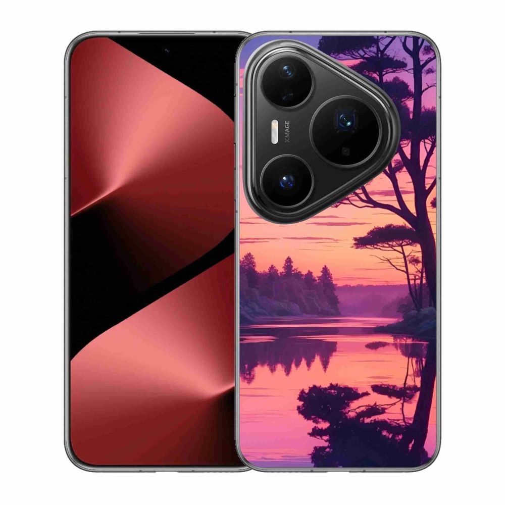 Gelový kryt mmCase na Huawei Pura 80 Pro - západ slunce nad jezerem