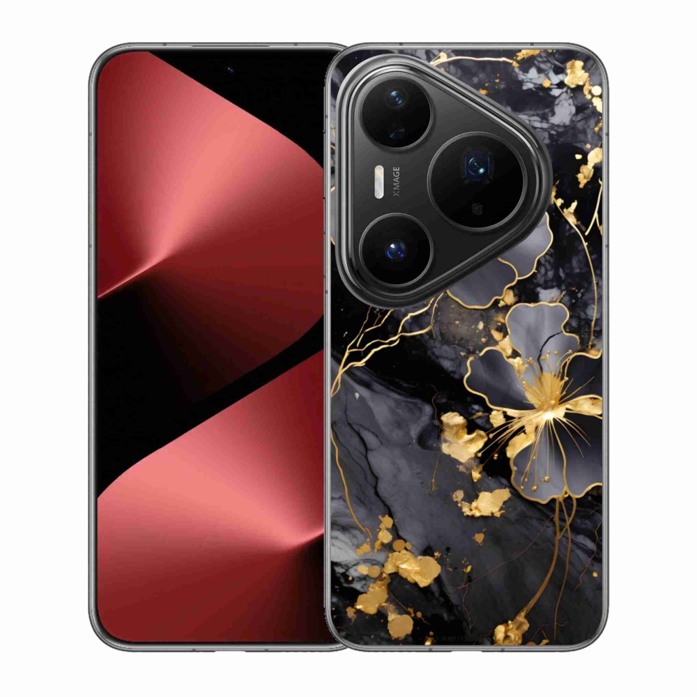 Gelový kryt mmCase na Huawei Pura 80 Pro - zlaté květy