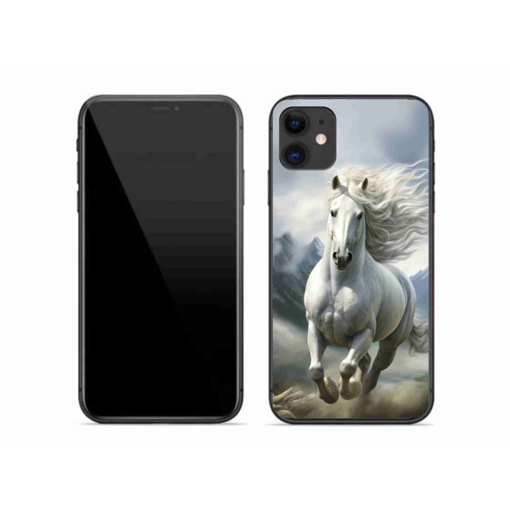 Gelový kryt mmCase na iPhone 11 - běžící bílý kůň 3