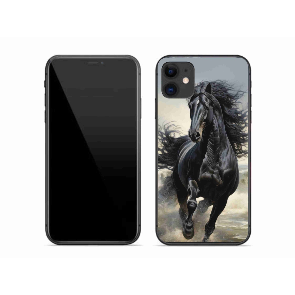 Gelový kryt mmCase na iPhone 11 - běžící černý kůň