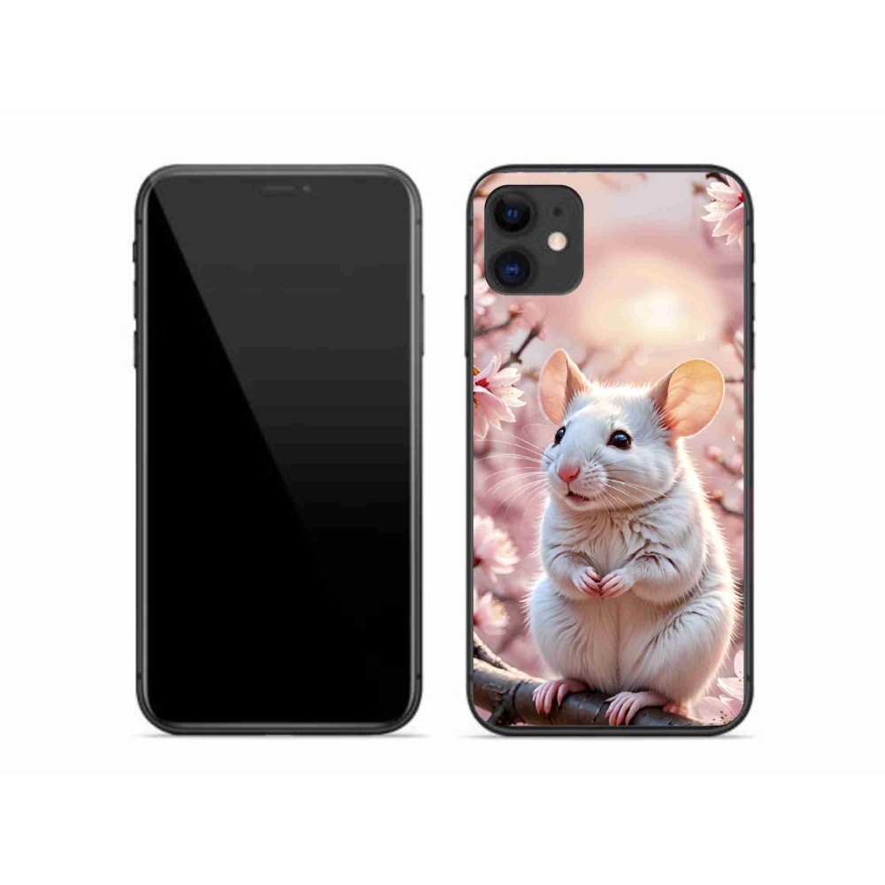 Gelový kryt mmCase na iPhone 11 - bílá myš na větvi