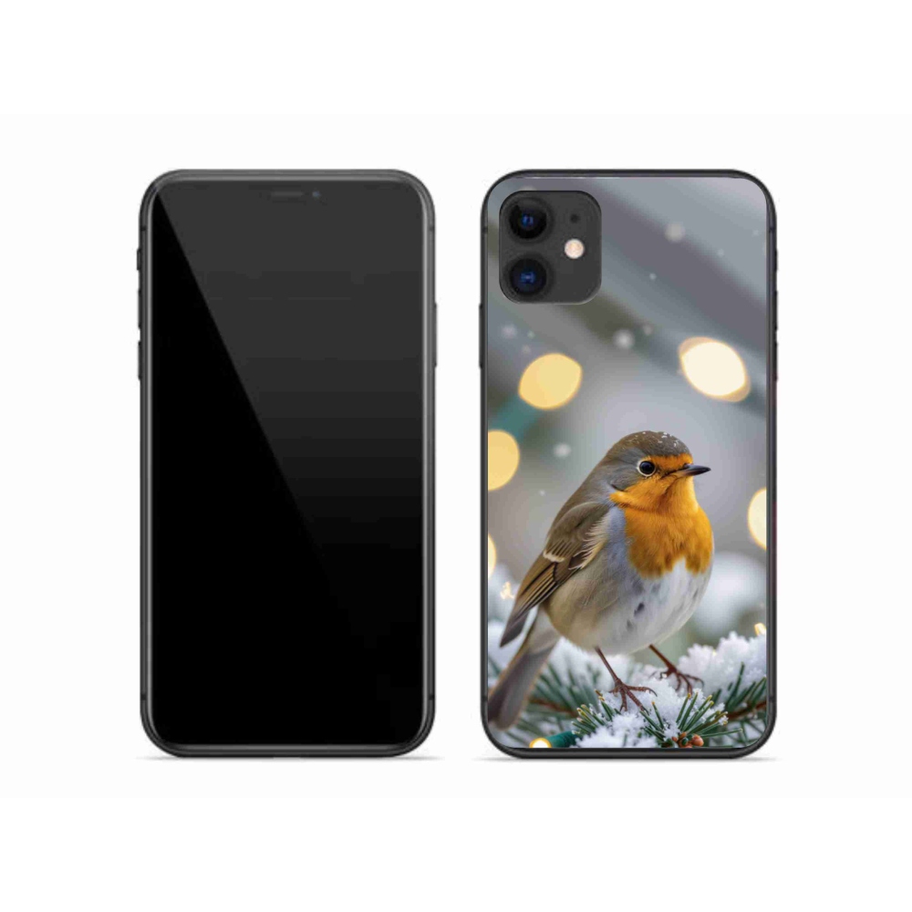 Gelový kryt mmCase na iPhone 11 - červenka v zimě