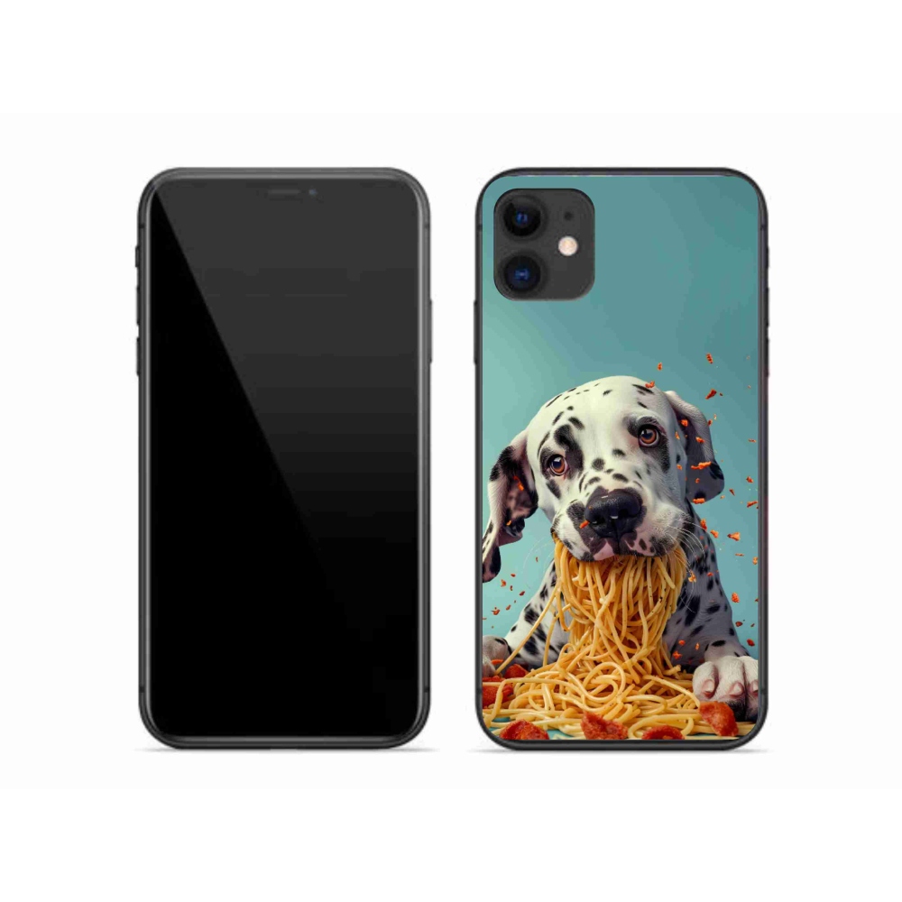 Gelový kryt mmCase na iPhone 11 - dalmatin a špagety