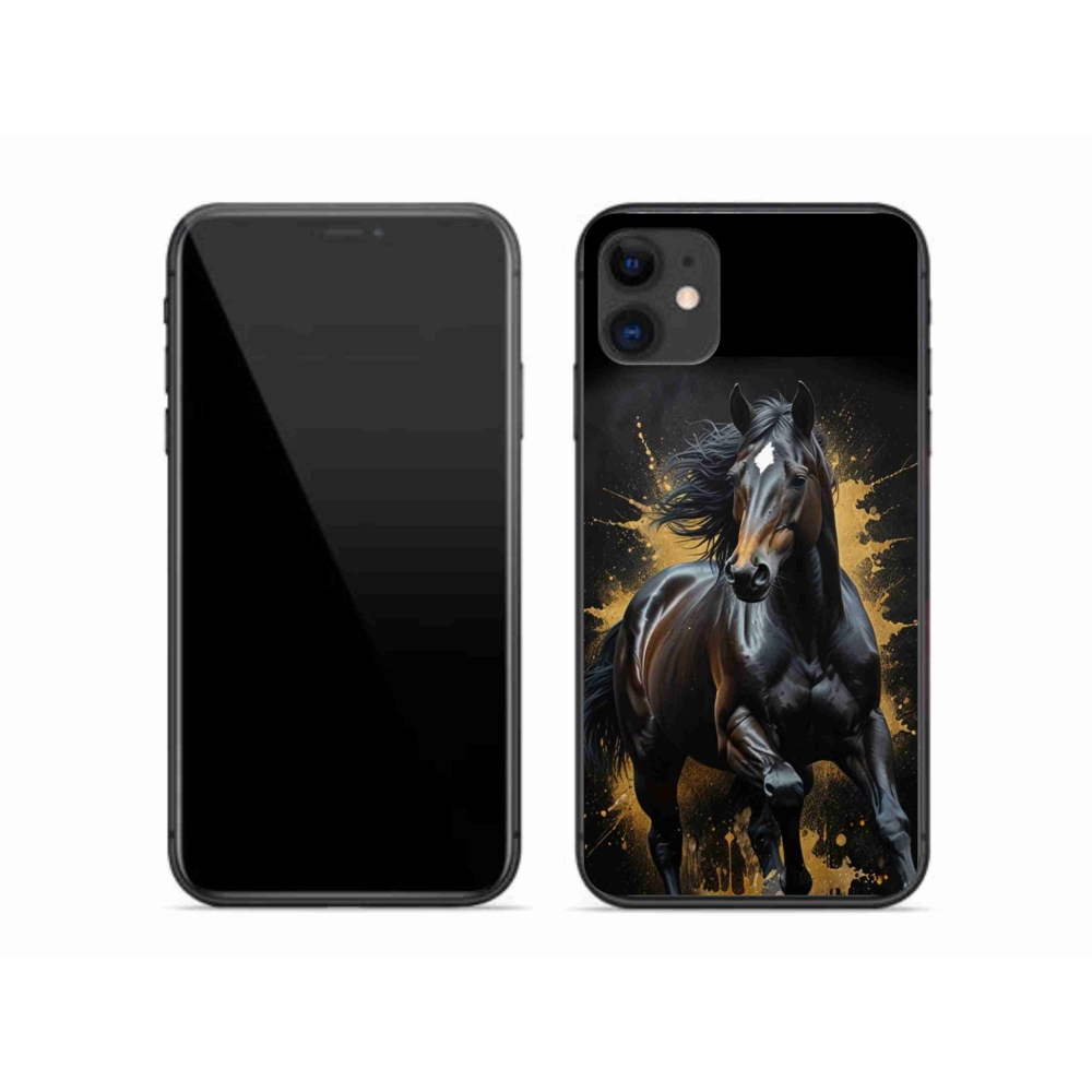 Gelový kryt mmCase na iPhone 11 - elegantní černý hřebec