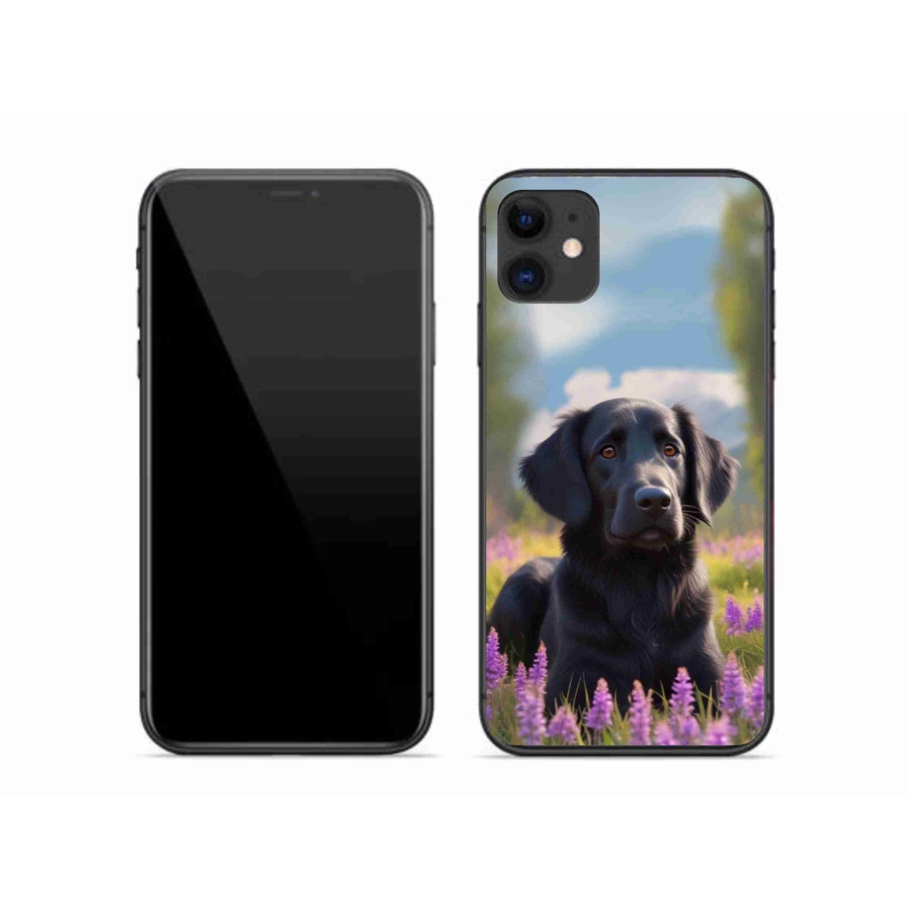 Gelový kryt mmCase na iPhone 11 - elegantní černý retrívr