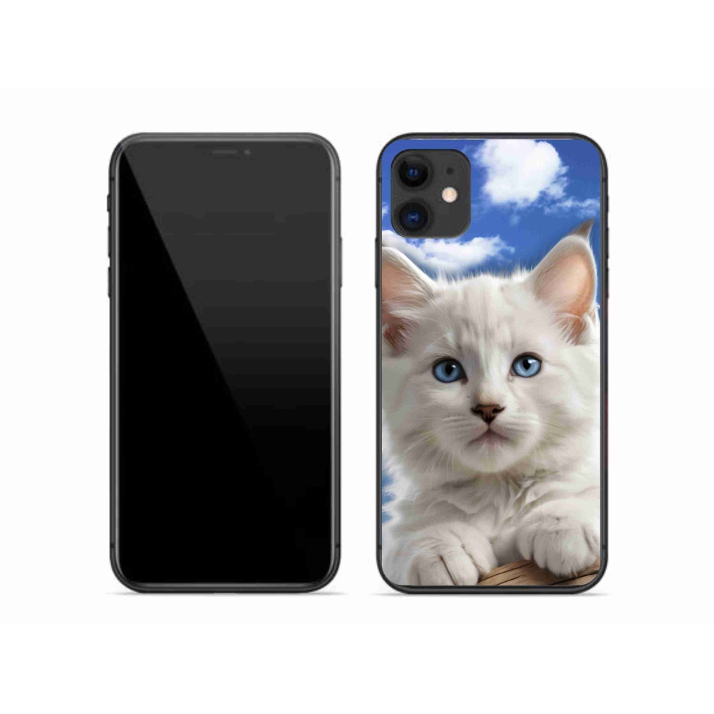 Gelový kryt mmCase na iPhone 11 - kotě a oblaka