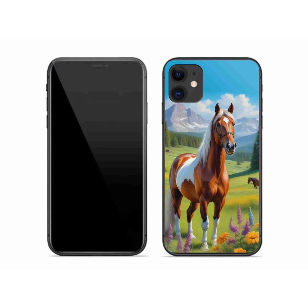 Gelový kryt mmCase na iPhone 11 - kůň na louce