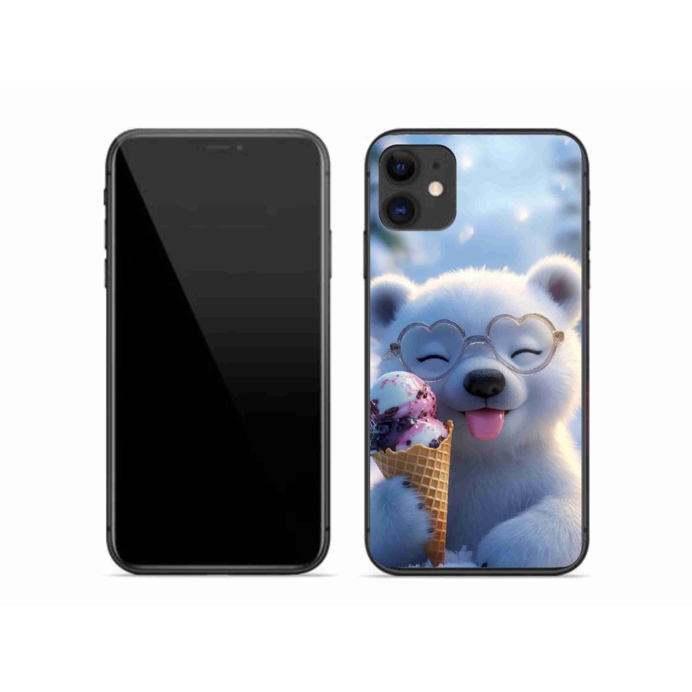 Gelový kryt mmCase na iPhone 11 - medvídek se zmrzlinou