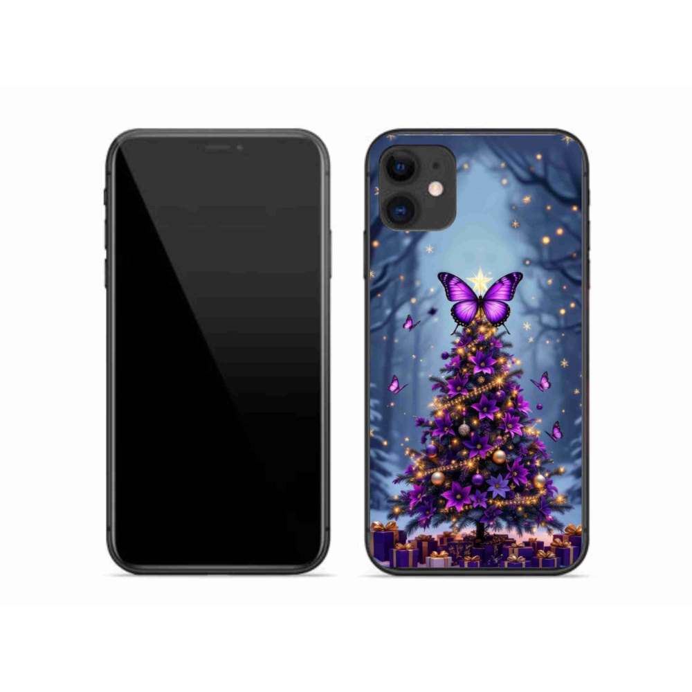 Gelový kryt mmCase na iPhone 11 - motýlí vánoční stromek