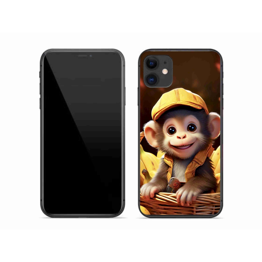 Gelový kryt mmCase na iPhone 11 - opice v košíku