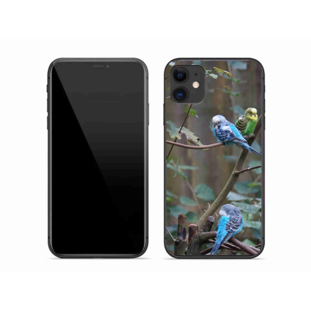 Gelový kryt mmCase na iPhone 11 - papoušci na větvi