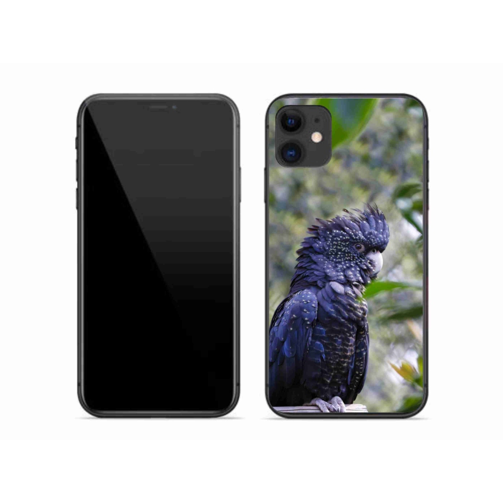 Gelový kryt mmCase na iPhone 11 - papoušek kakadu černý