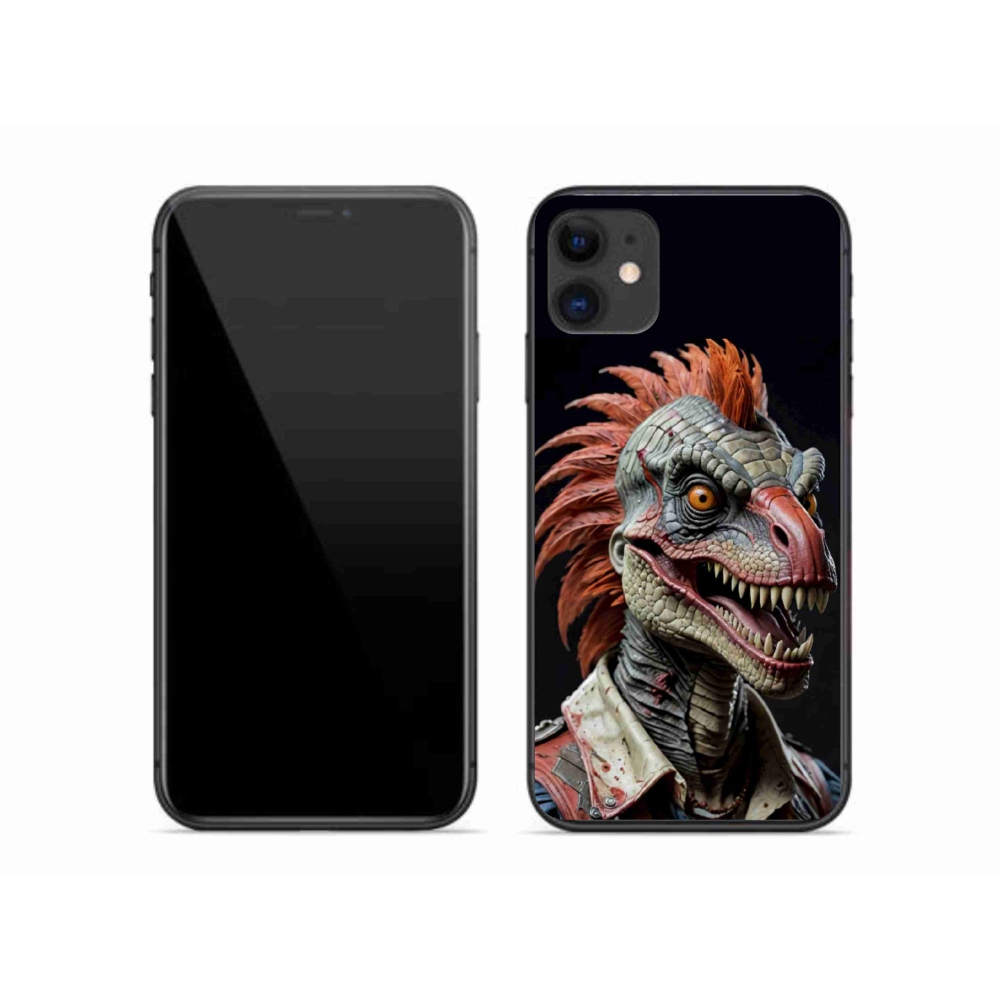 Gelový kryt mmCase na iPhone 11 - punk dinosaurus