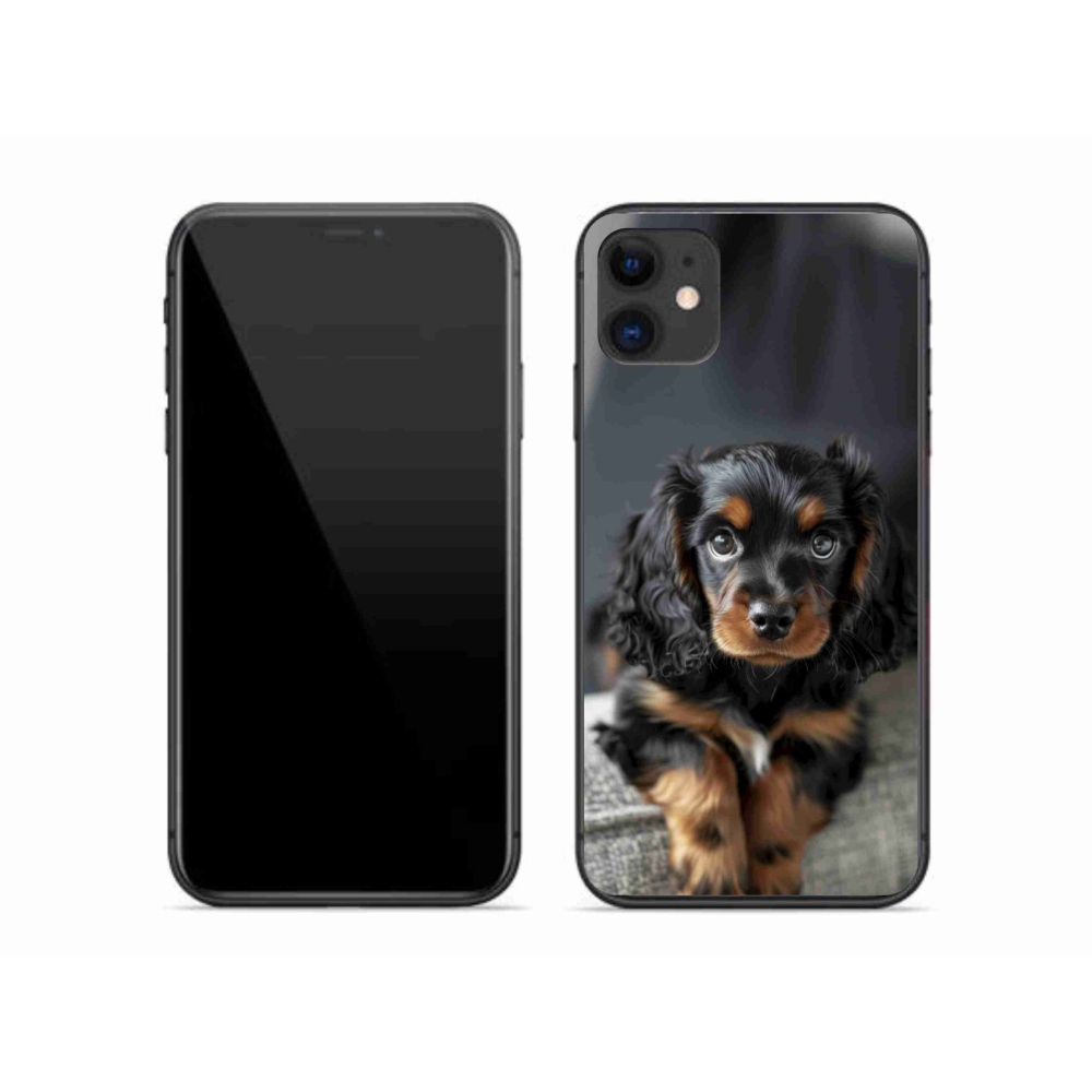 Gelový kryt mmCase na iPhone 11 - roztomilý dlouhosrstý jezevčík