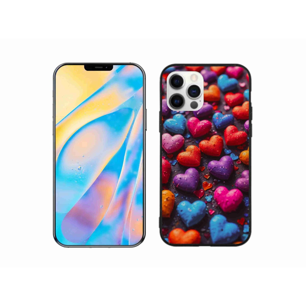 Gelový kryt mmCase na iPhone 12 - barevná srdce