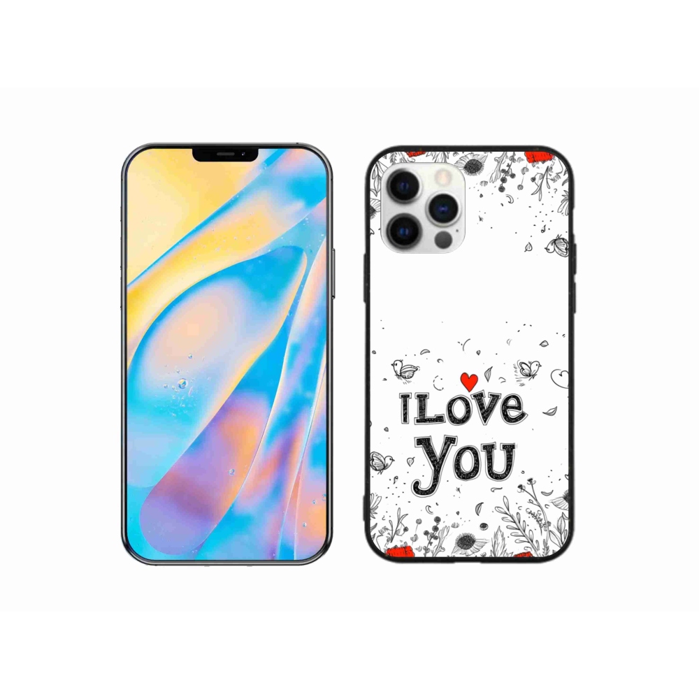 Gelový kryt mmCase na iPhone 12 - I love you bílé pozadí