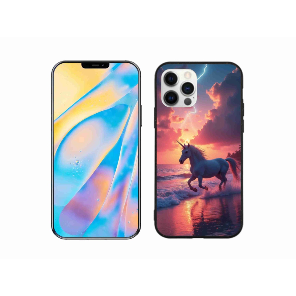 Gelový kryt mmCase na iPhone 12 - jednorožec na pláži