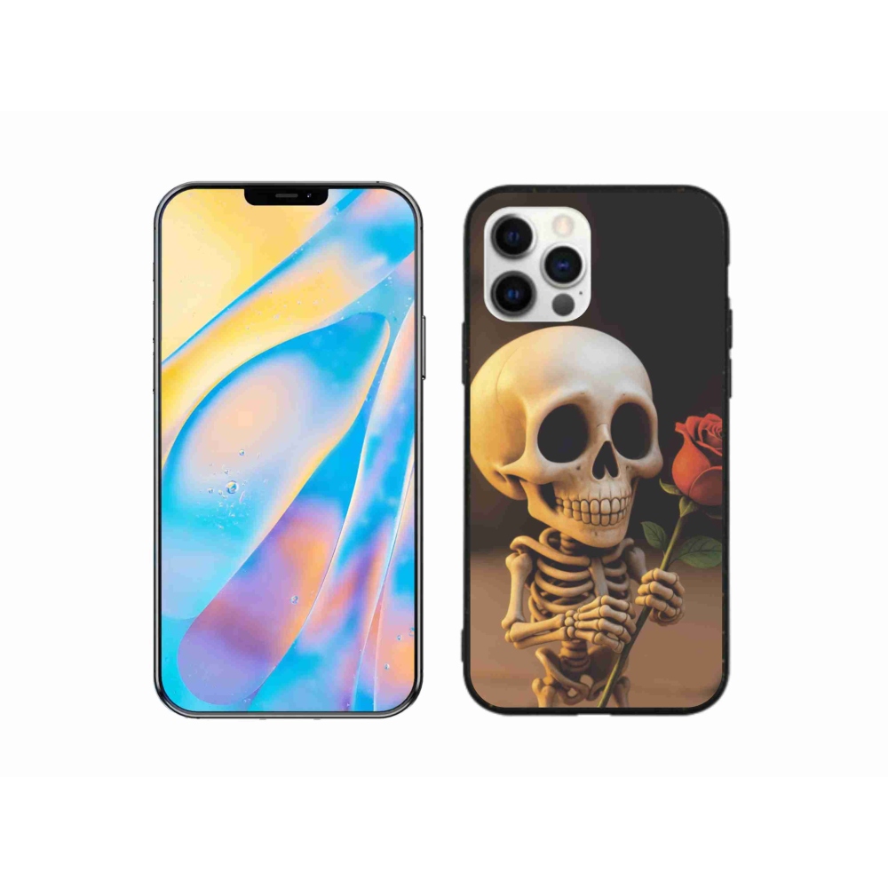 Gelový kryt mmCase na iPhone 12 - kostlivec s růží