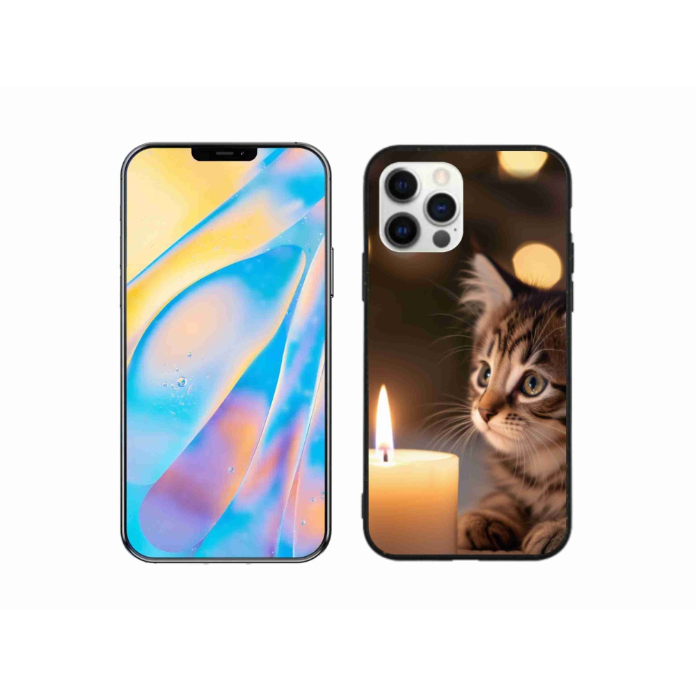Gelový kryt mmCase na iPhone 12 - kotě a svíčka