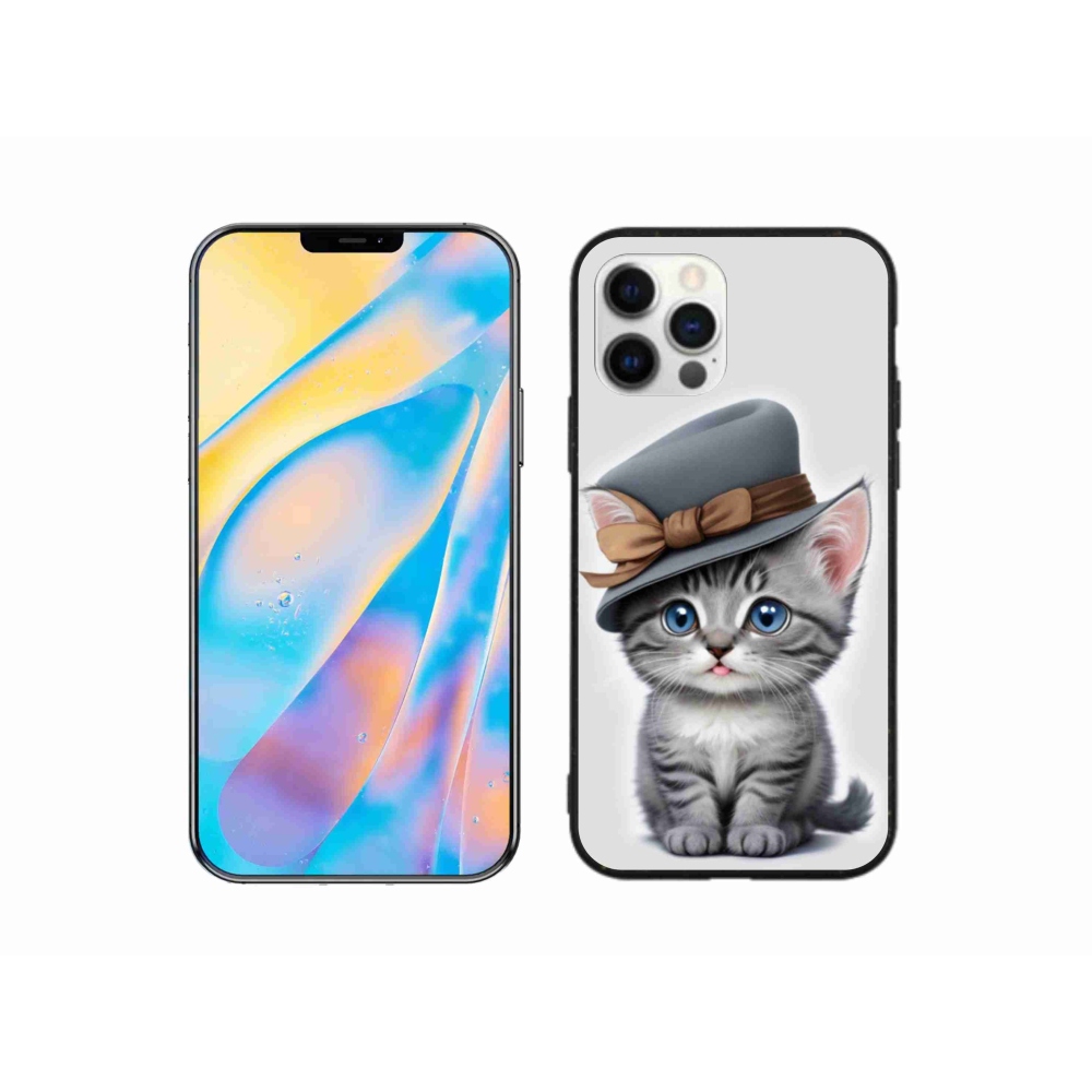 Gelový kryt mmCase na iPhone 12 - kotě s kloboukem