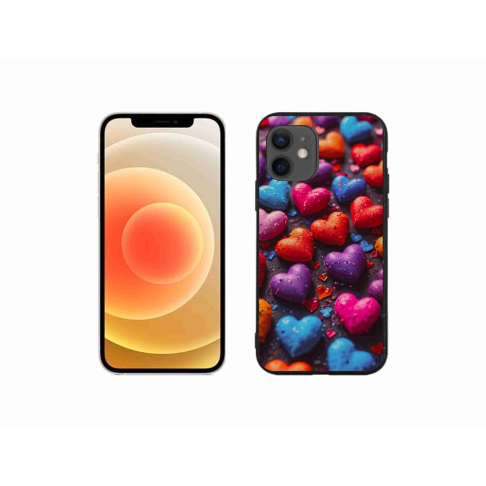Gelový kryt mmCase na iPhone 12 Mini - barevná srdce