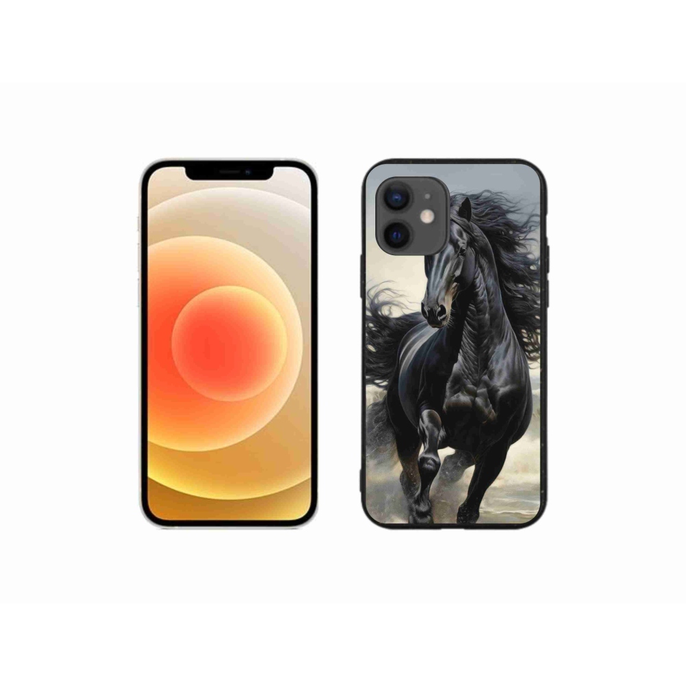 Gelový kryt mmCase na iPhone 12 Mini - běžící černý kůň
