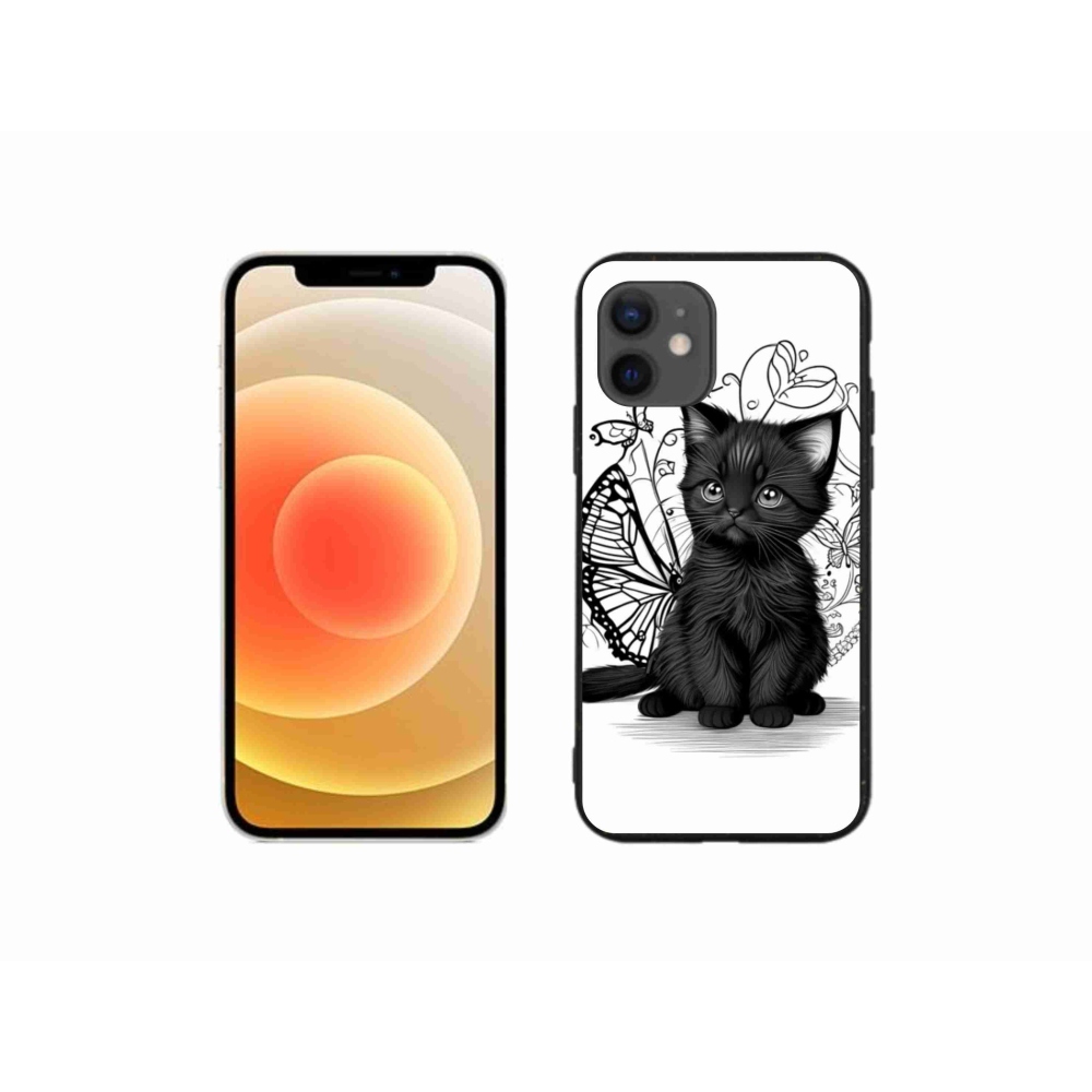 Gelový kryt mmCase na iPhone 12 Mini - černé kotě