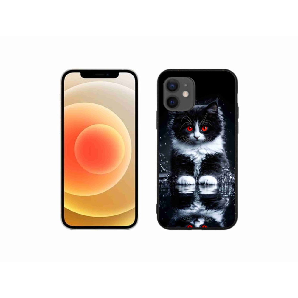 Gelový kryt mmCase na iPhone 12 Mini - černobílé kotě
